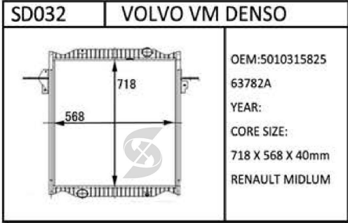 volvo heavy truck VM DENSO  NRF 500024 RENAULT TRUCKS 5010315825 63782A NISSENS RADIATOR ENGINE COOLING