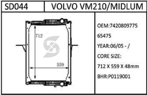 VOLVO HEAVY TRUCK RADIATOR ENGINE COOLING  VM210/MIDLUM RENAULT 5001868221 7420809775 RENAULT TRUCKS 5001868221 5011873332 7420809775 VOLVO 20810091 85000665 NISSENS 65475